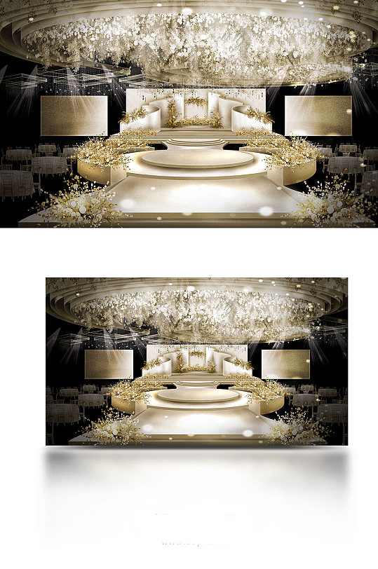 香槟色浪漫轻奢婚礼效果图-众图网