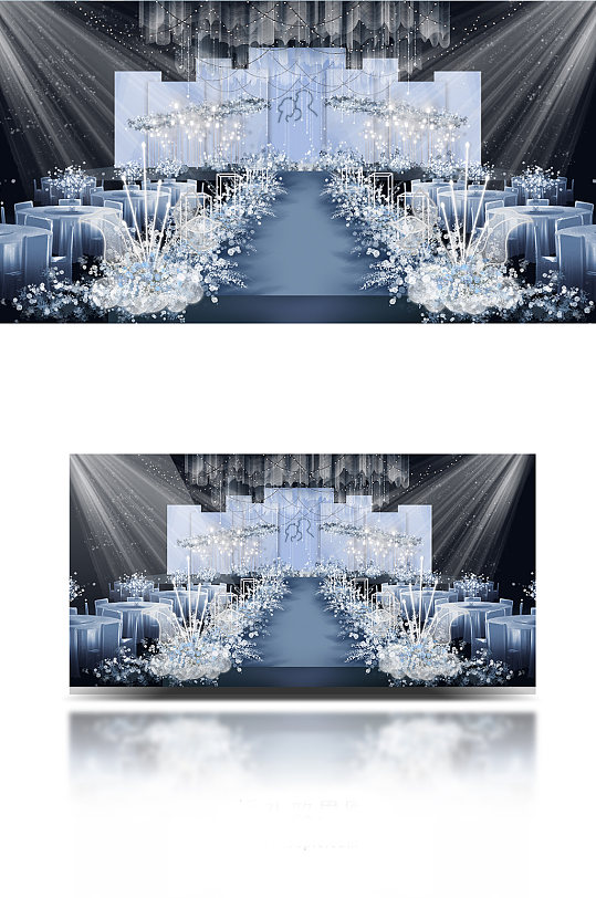 蓝白色系梦幻风格婚礼效果图-众图网