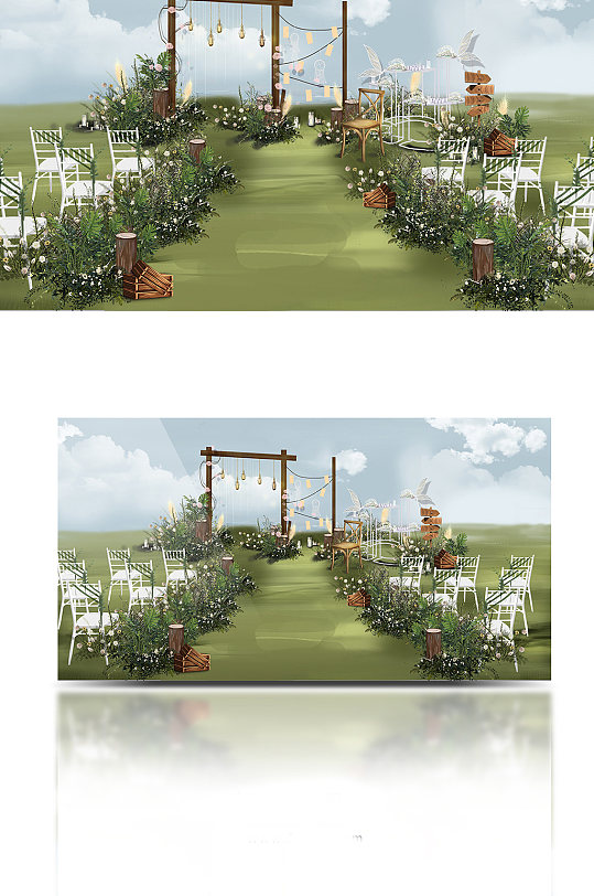 简约森系白绿色户外婚礼-众图网