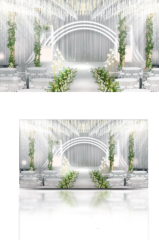 豪华梦幻灯光唯美帷幔婚礼效果图-众图网