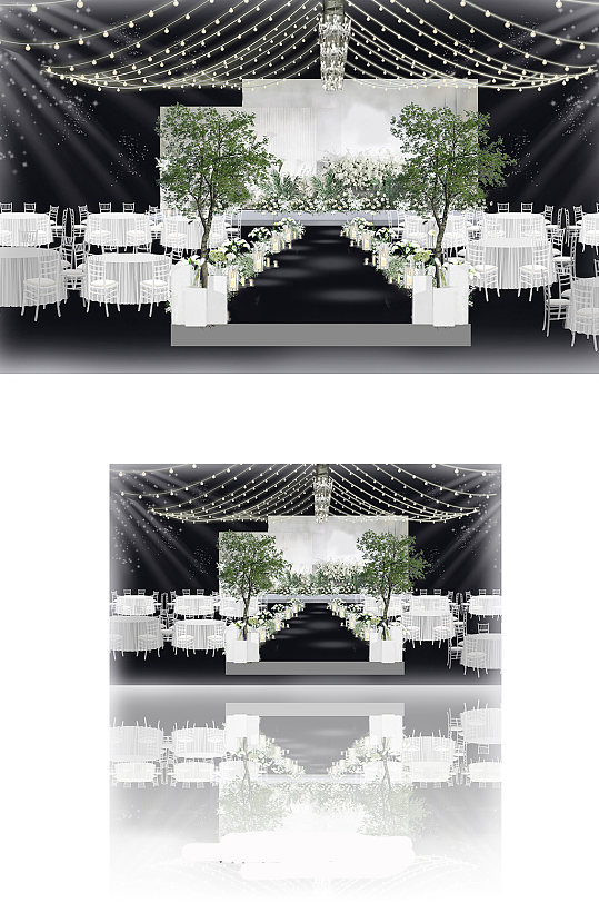 绿色白色简约婚礼效果图-众图网