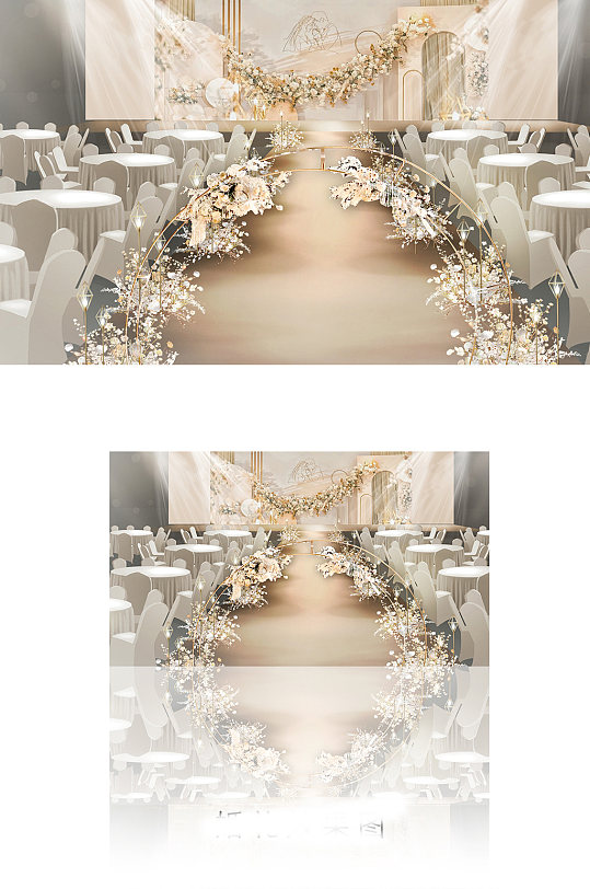 香槟色室内婚礼效果图-众图网