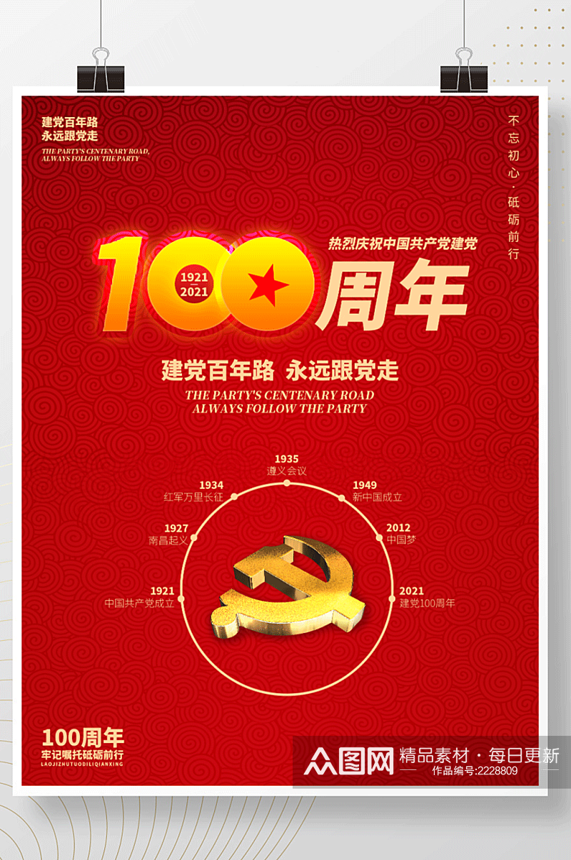 中国共产党建党100周年展版海报百年素材