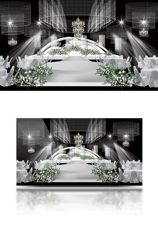 韩式婚礼白绿色系效果图-众图网