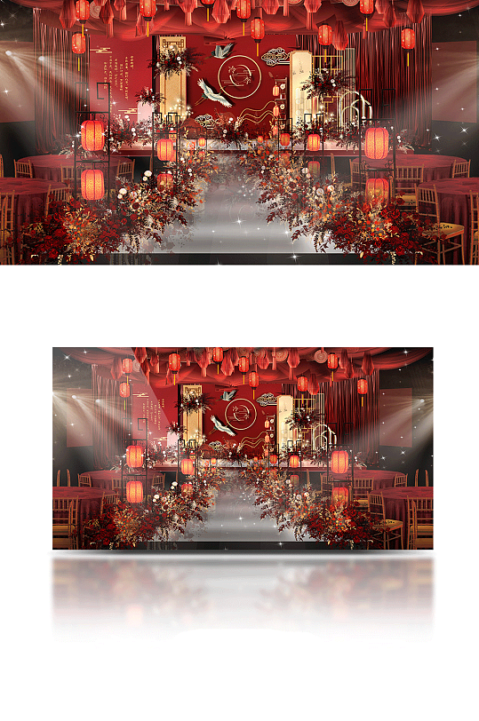 大气红色中式婚礼效果图-众图网