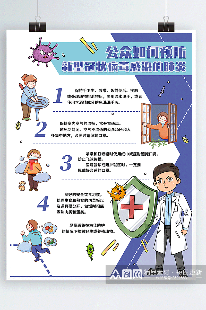 抗击新型冠状病毒预防知识海报素材