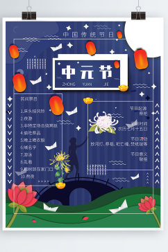 中国传统节日中元节最新宣传海报
