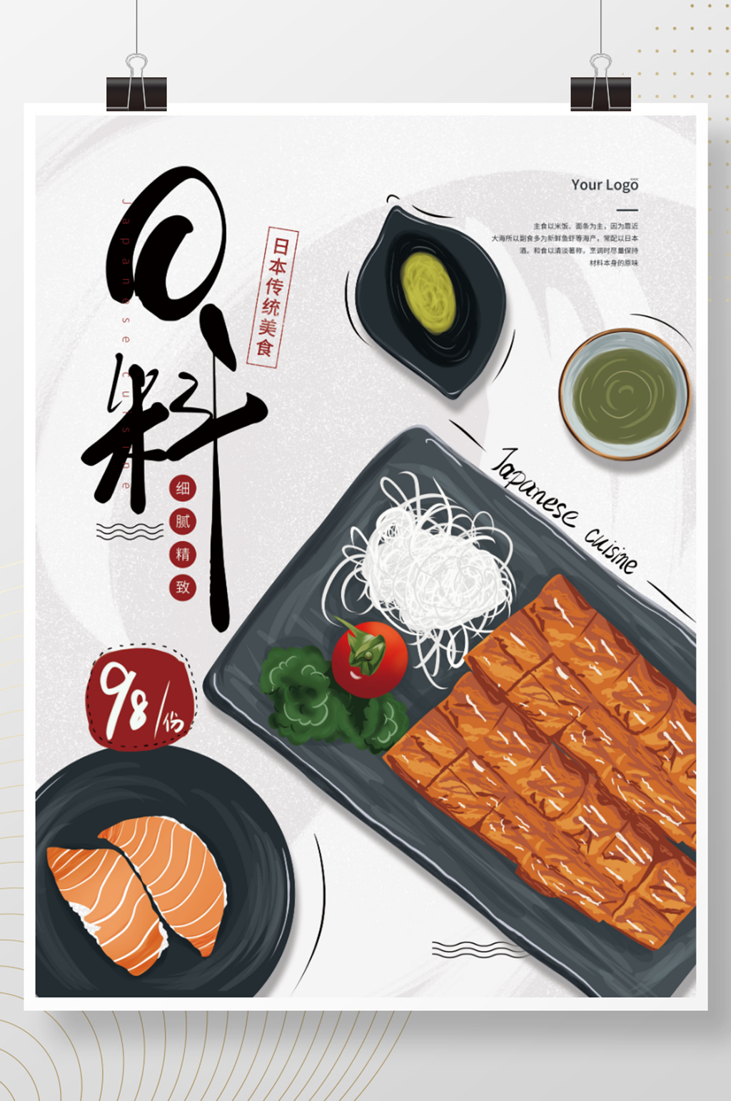手绘餐饮美食深夜食堂日料商品宣传促销海报素材