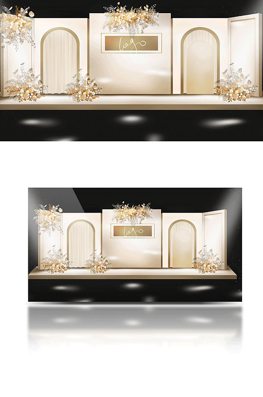 香槟色婚礼合影区-众图网