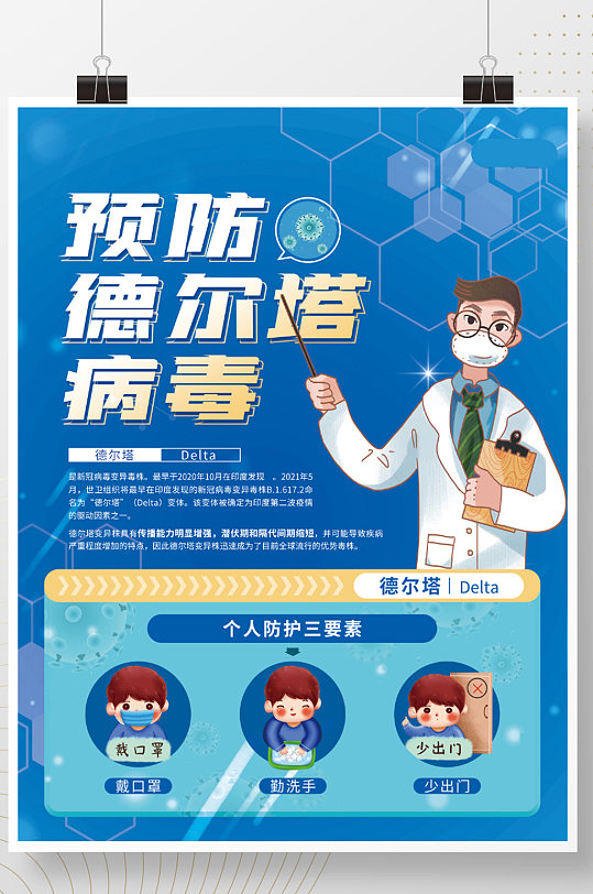 预防德尔塔病毒个人防护宣传海报
