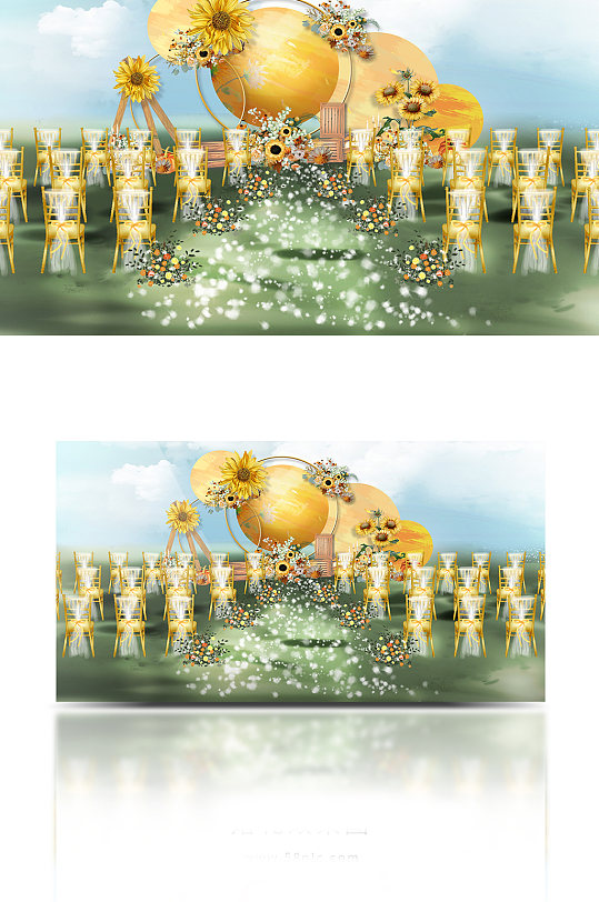 户外向日葵婚礼效果图-众图网