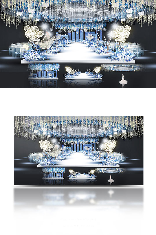 蓝白色梦幻吊顶婚礼-众图网