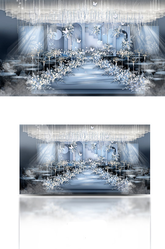 原创雾霾蓝小清新婚礼主舞台-众图网