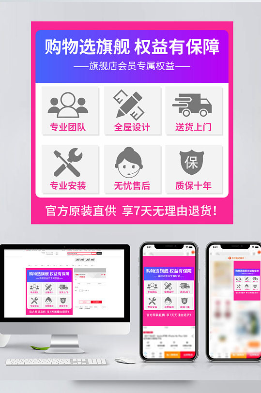 售后保障图旗舰店售后无忧权益保障框架模板