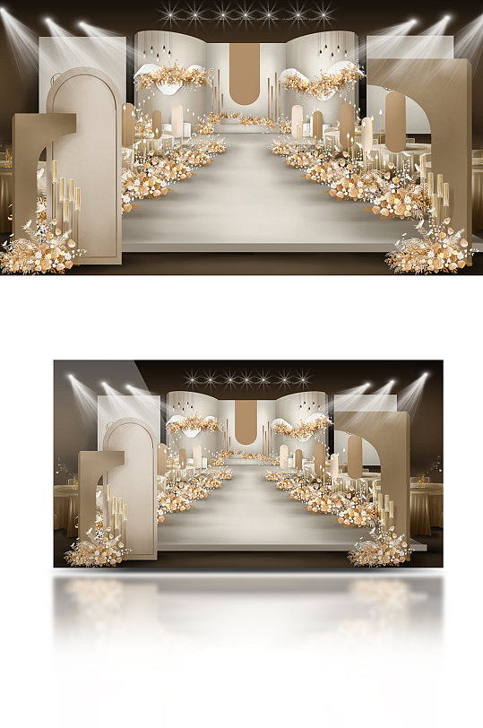 香槟金色大气复古浪漫经典婚礼-众图网