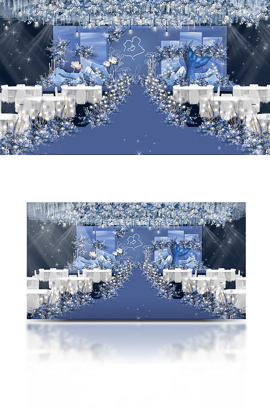 蓝色海洋婚礼背景-众图网