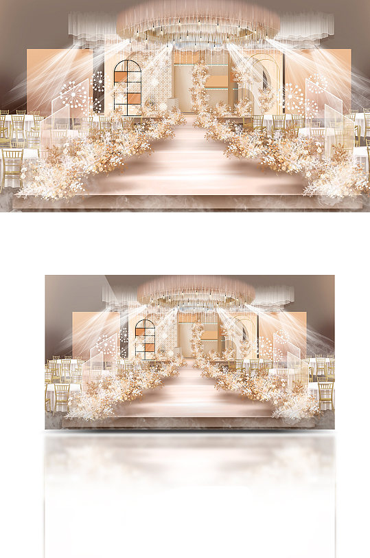 梦幻香槟色婚礼效果图-众图网