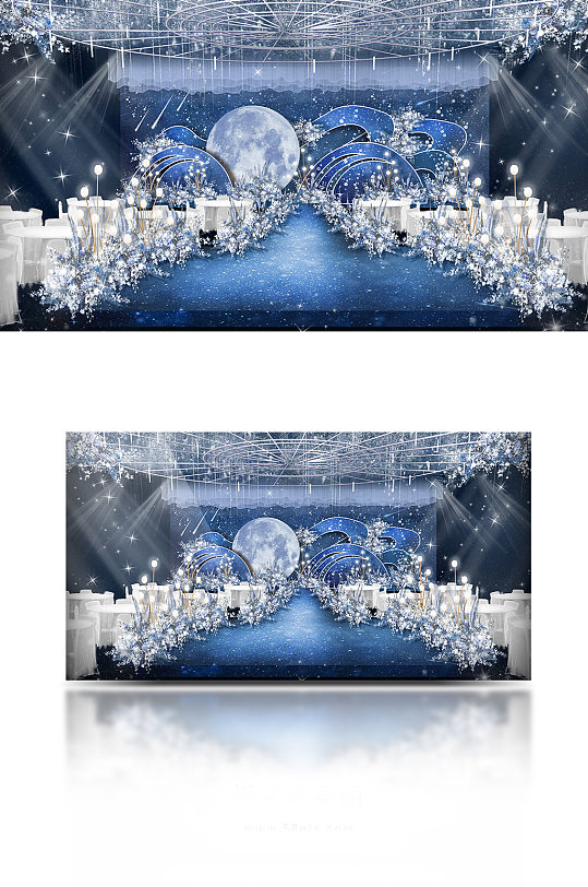 星空婚礼背景设计图小清新婚礼效果图-众图网