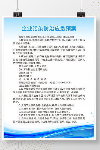 企业污染防治应急预案制度海报