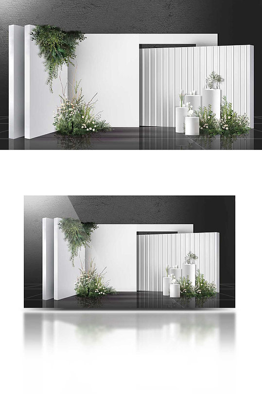 白绿色婚礼迎宾区-众图网