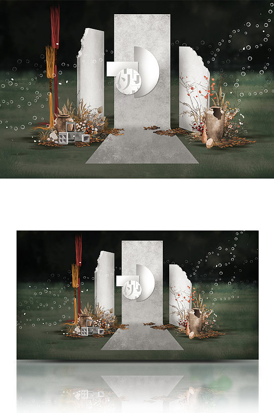 诧寂风秋色系户外婚礼-众图网