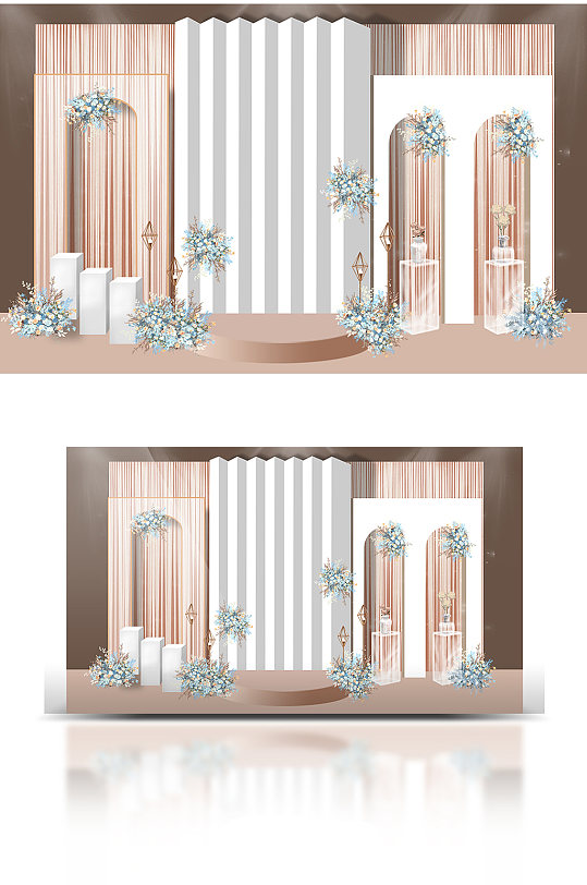香槟色婚礼留影区效果图