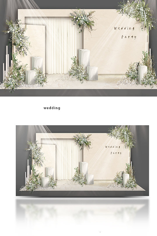 香槟色简约婚礼效果图-众图网