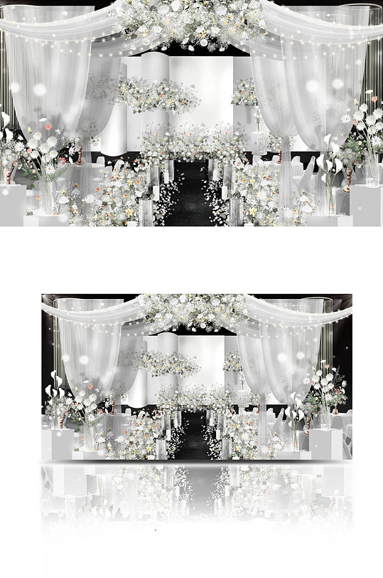 韩式婚礼白绿色效果图-众图网