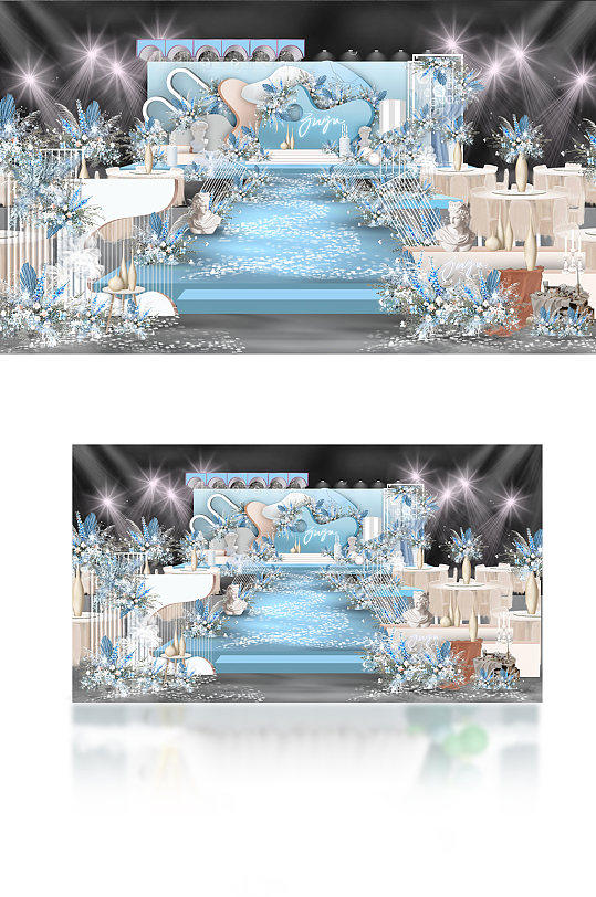 淡蓝色婚礼效果图-众图网