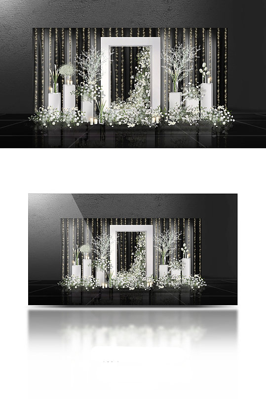 白绿韩式婚礼迎宾区-众图网