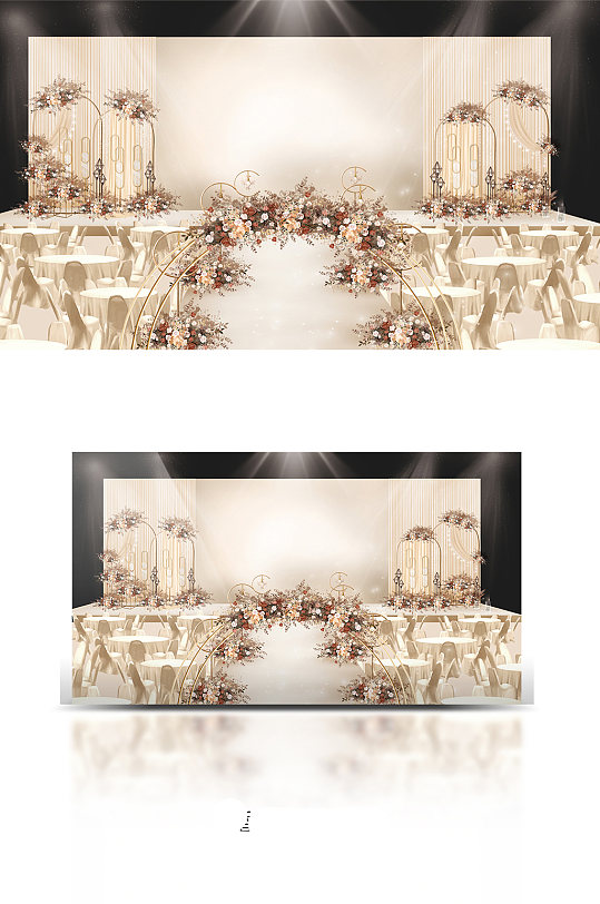 香槟色婚礼舞台效果图-众图网