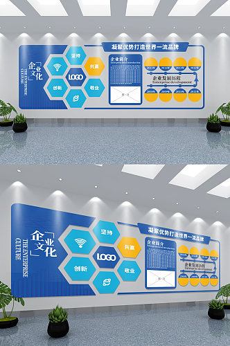 蓝色科技公司文化墙