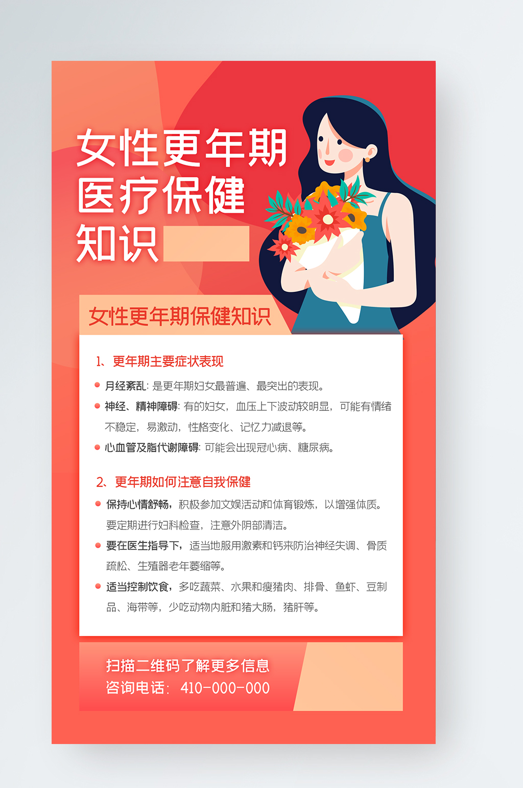 女性更年期医疗保健知识手机海报素材