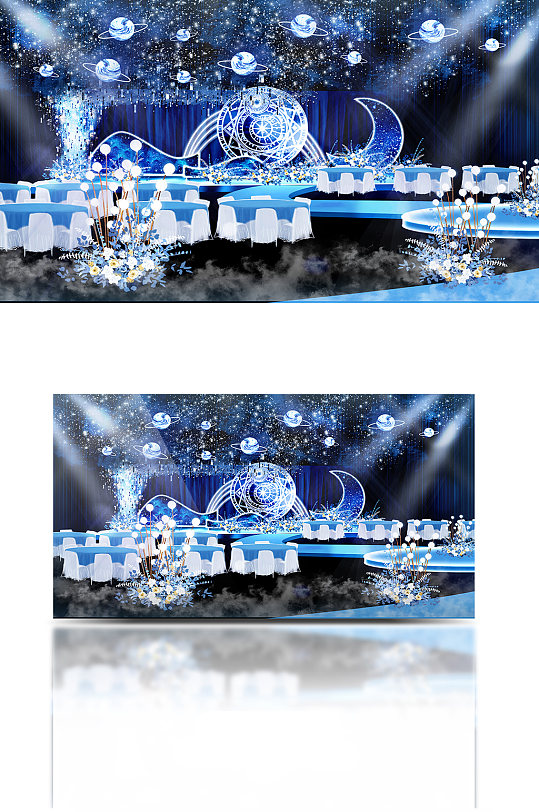 轻奢特色主题室内宴会厅婚礼效果图-众图网