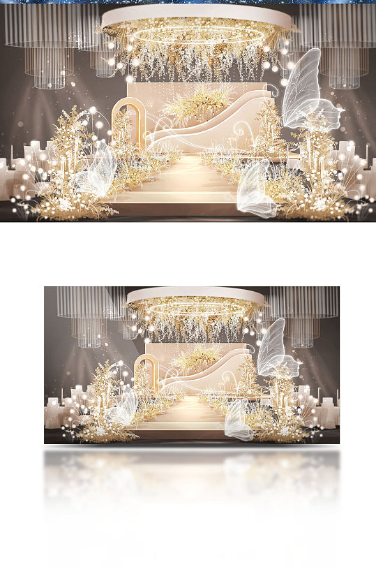 香槟色梦幻唯美星空婚礼效果图-众图网