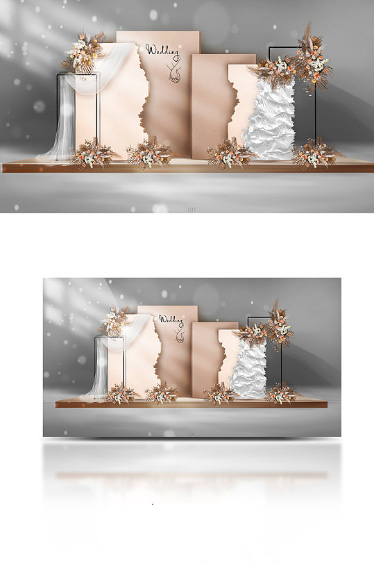 差季风香槟色婚礼效果图-众图网