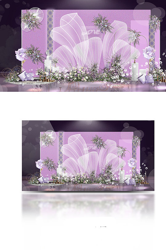 紫色婚礼迎宾区效果图