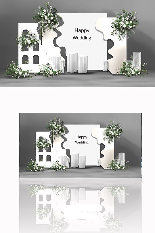 白绿叱咤婚礼效果图-众图网