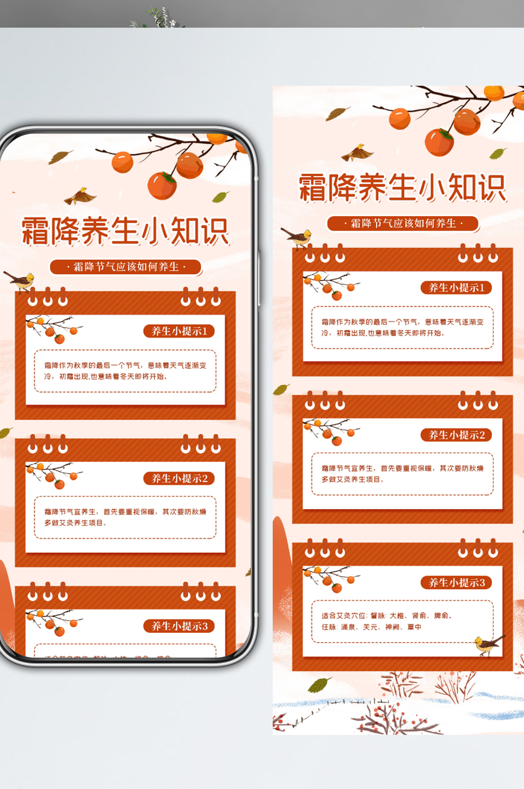 霜降节气简约养生小知识科普宣传长图海报素材