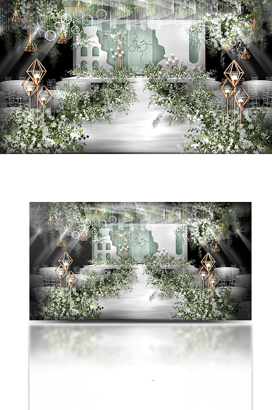 唯美浪漫韩式白绿婚礼-众图网