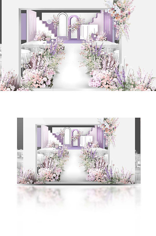 粉紫色婚礼效果图-众图网