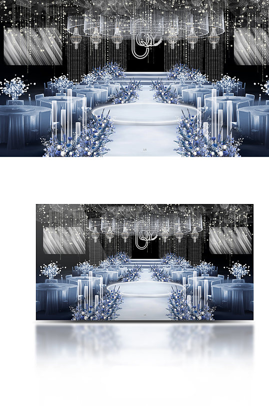 蓝色韩式婚礼效果图-众图网