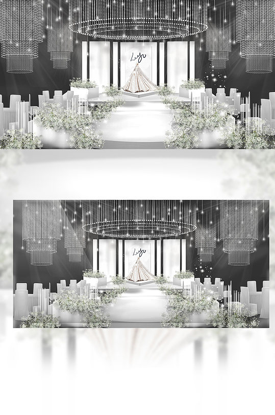 韩式简约现代白绿色满天星婚礼-众图网