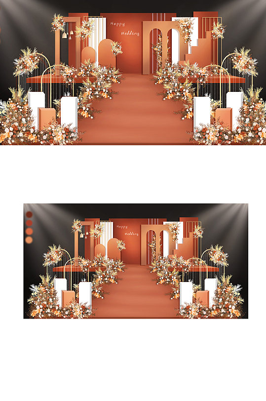 橙色系婚礼效果图清新简约浪漫大气-众图网