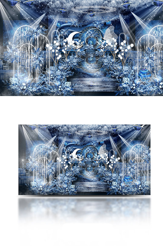 蓝色梦幻唯美星空婚礼温馨浪漫效果图-众图网