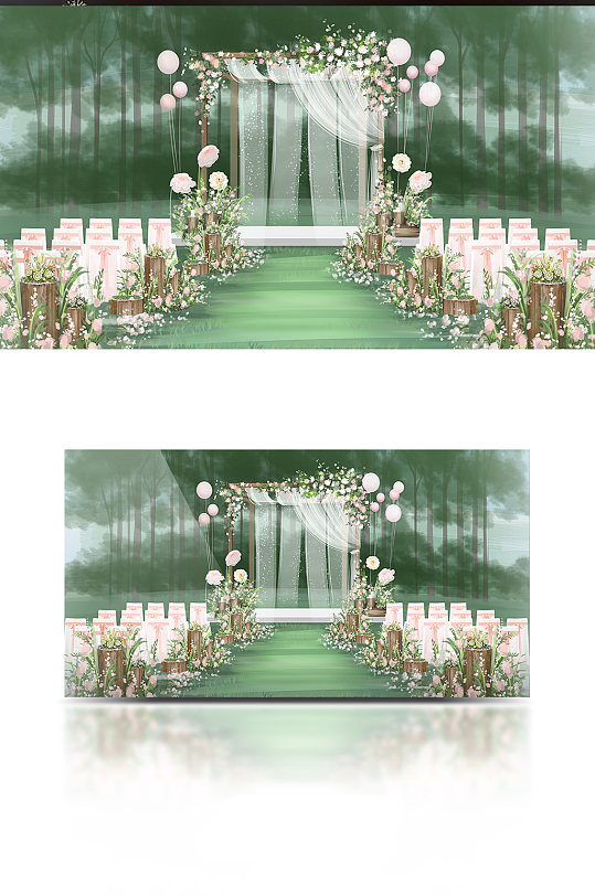 礼仪庆典拱门气球温馨浪漫户外婚礼效果图-众图网