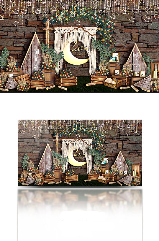 暖色调简约森系婚礼效果图psd创意温馨-众图网