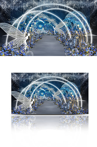 梦幻星空海洋婚礼效果图浪漫温馨拱门