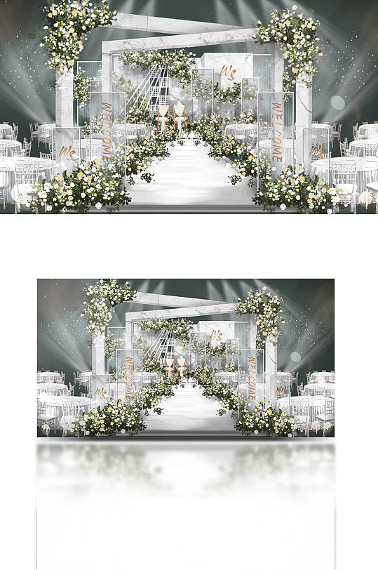 大理石婚礼舞台效果图温馨浪漫简约大气-众图网