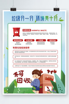 环保插画环境保护垃圾分类内容宣传系列海报